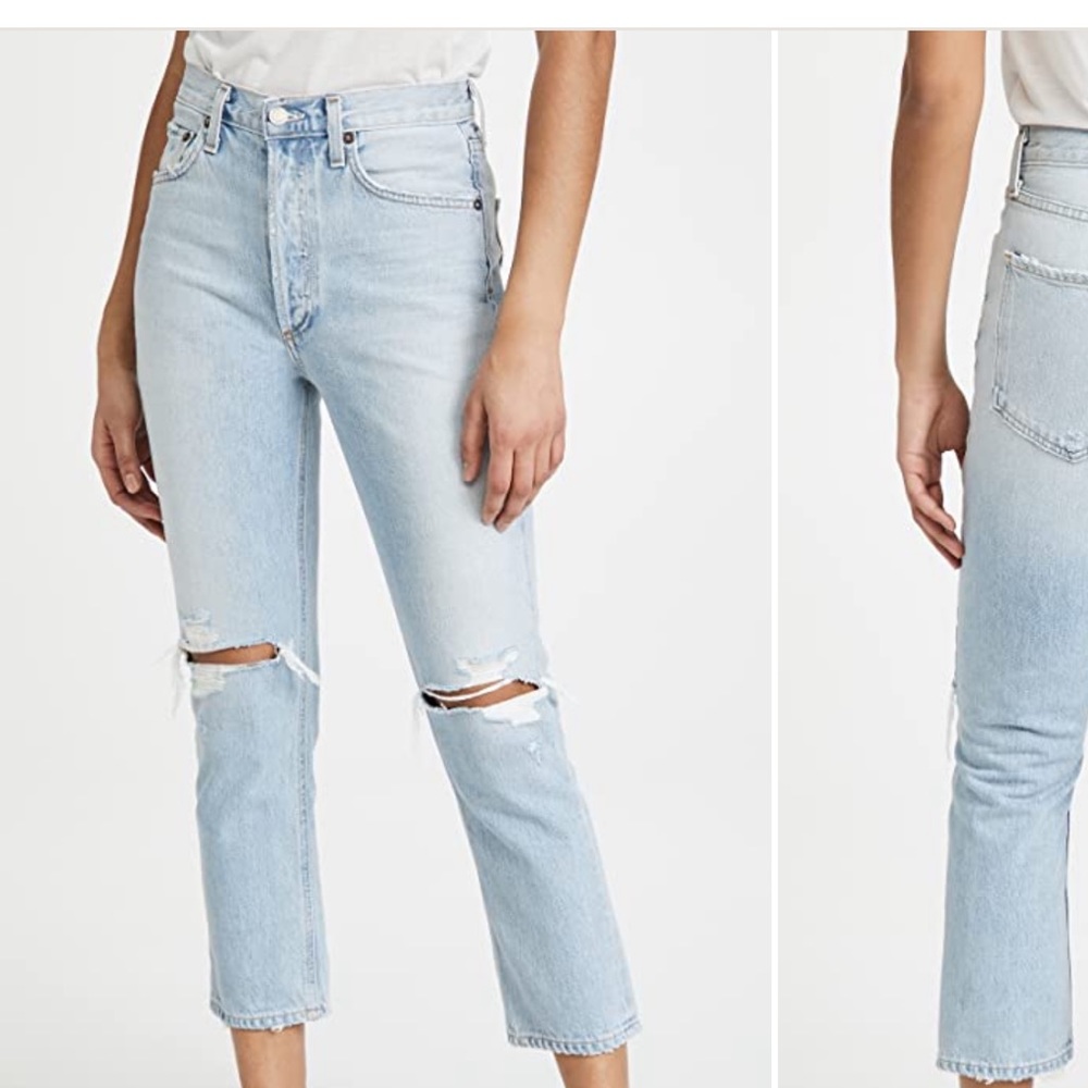 AGolde Riley High Rise Straight Crop, size 26, color “Clear Skies”